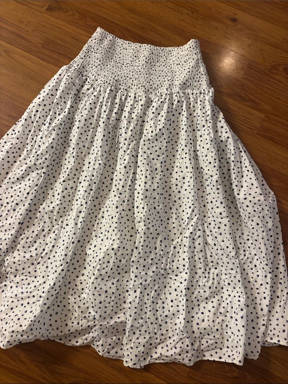 J. Crew White Maxi Skirt with Navy Polka Dots NWT - Picture 2 of 7